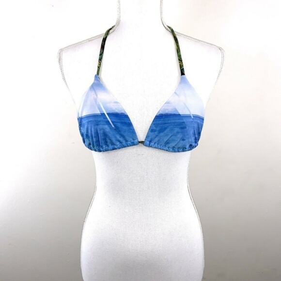 WE ARE HANDSOME Triangle Bikini Top Size XS Tropical Print Swim Top - Picture 1 of 5